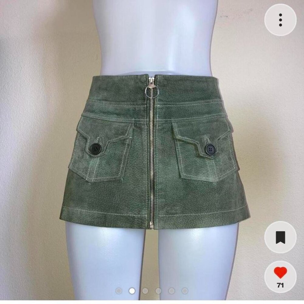 WET SEAL Suede / Leather Green Mini Skirt